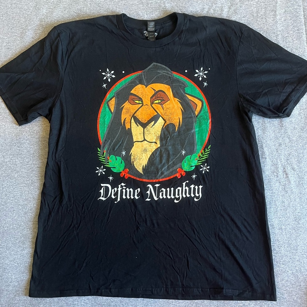Disney The Lion King Scar “Define Naughty” Graphic Christmas Shirt Size XL